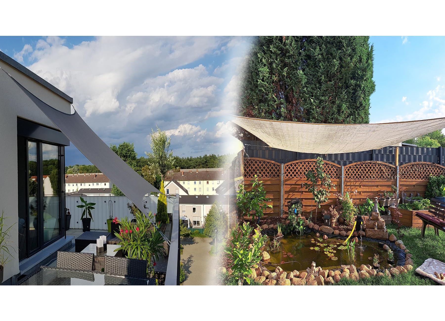 Anty-UV Ogród e żagiel 4,0 x 6,0 m, 95% ochrona przed słońcem, oddychający, na balkon, patio, basen i podwórko - szary (dostępne 5 x 6,0 m)