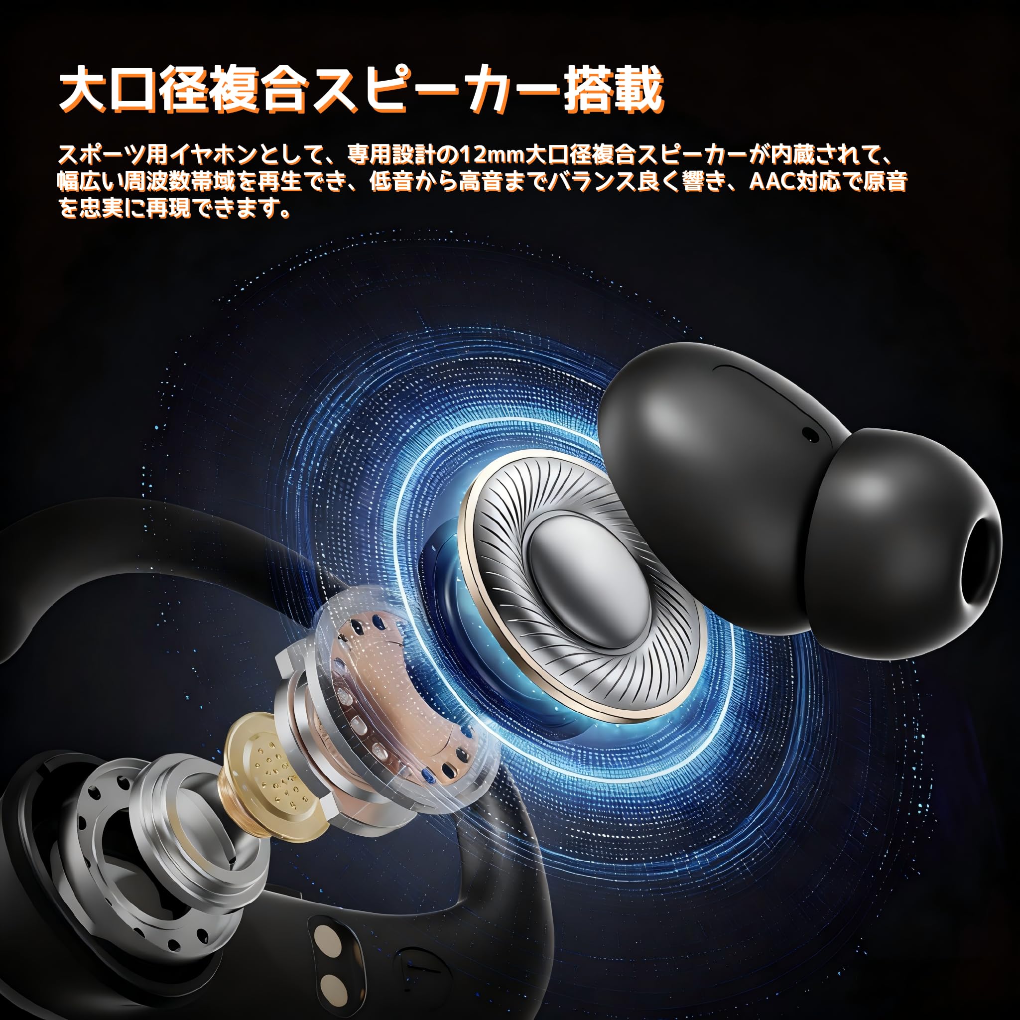 Amazon.co.jp: 【スポーツ用デザイン 安定装着を重視】イヤホン