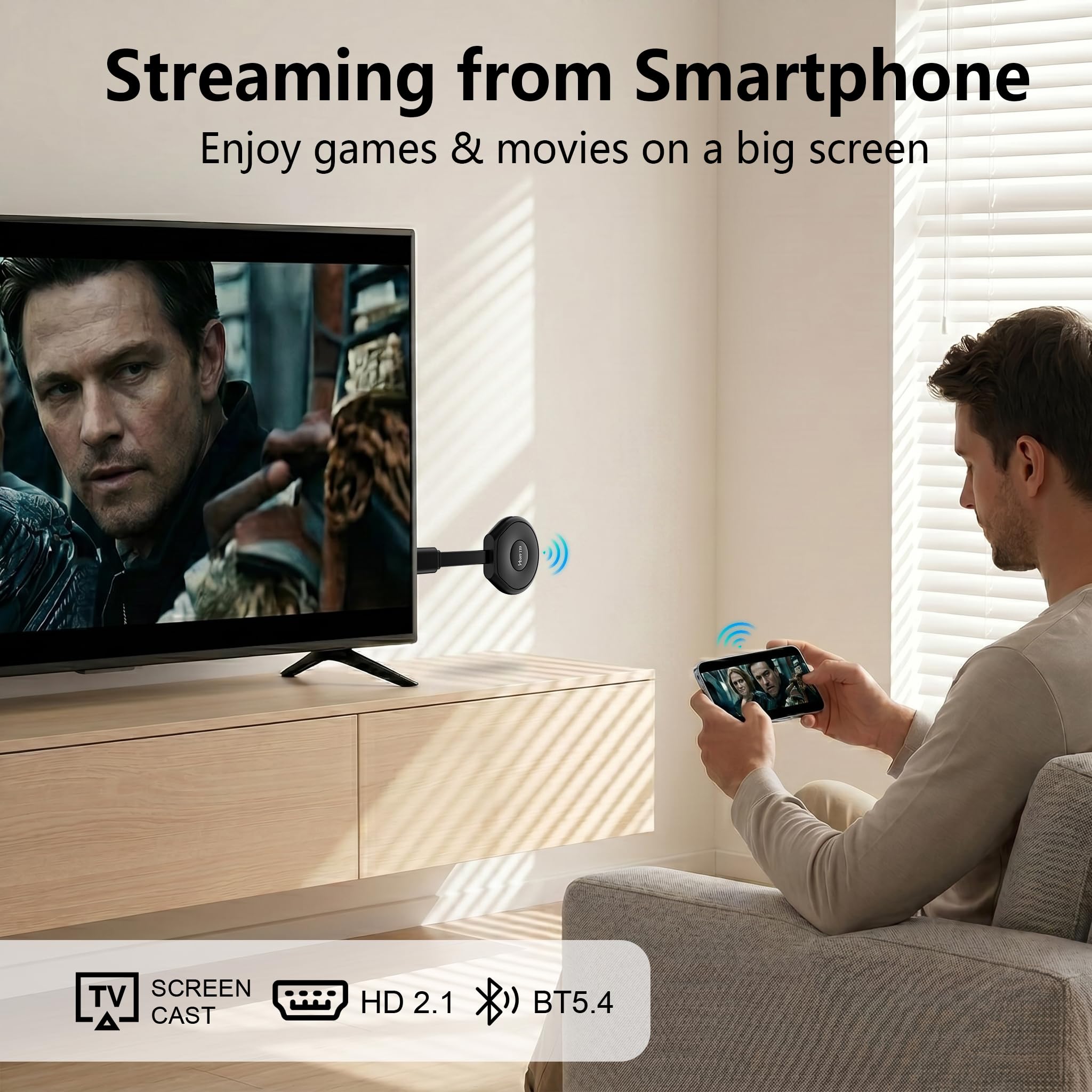 HS89 T19 TV Stick Android 14 4K Ultra HD, 2 Go RAM 16Go ROM RK3539 WiFi 6 Bluetooth 5.4 HDR10+, Smart TV Stick Box Android 14.0 avec Assistant de Télécommande Vocale, Appareil de Streaming Intelligent