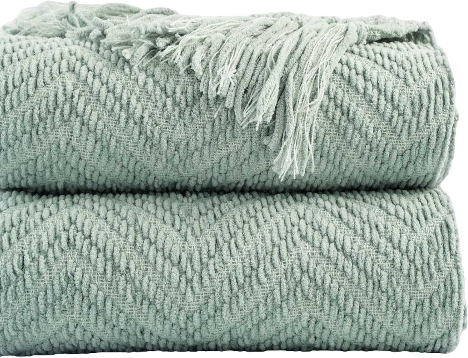 BATTILO HOME Sage Green Throw Blanket for Couch, Knit Sage Throw