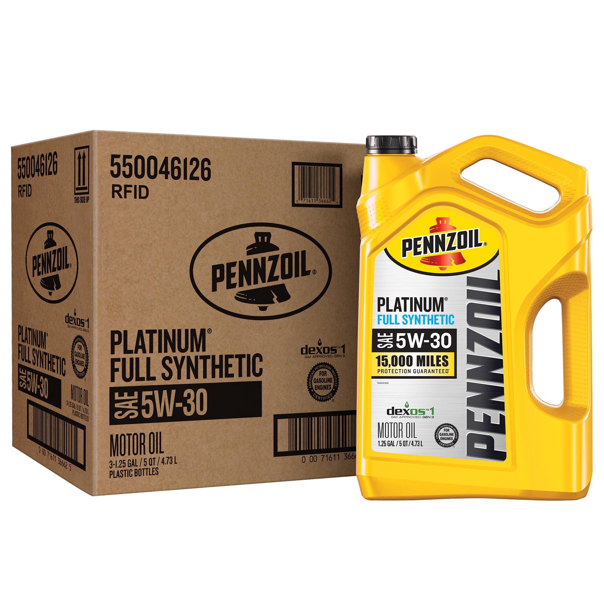 Pennzoil Platinum Full Synthetic 5W-30 Motor Oil (5-Quart, Case of 3)