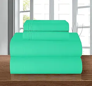 Elegant Comfort Luxury 1500 Premium Hotel Quality Microfiber 4-Piece Sheet Set - Wrinkle Resistant, All Around Elastic Fitted Sheet, Deep Pocket up to 16", Twin/Twin XL, Paradise Teal