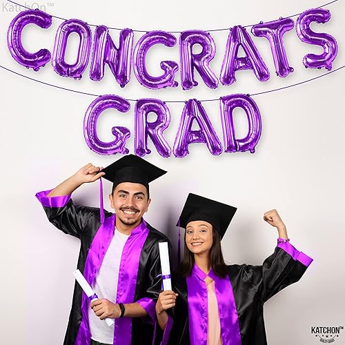 Miniatura 8 de KatchOn, Cartel de globos de graduación de felicitaciones moradas, grande, 16 pulgadas con accesorios para cabina de fotos de graduación 2023 -