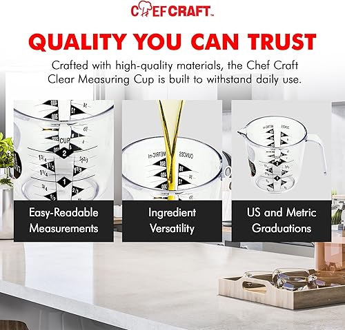 Vista 6 de Chef Craft Select - Vaso medidor de plástico, 2 tazas, transparente