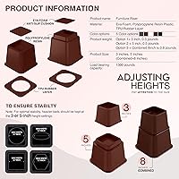 Vista 5 de Utopia Bedding Elevador de cama, elevadores de muebles ajustables de 3 y 5 pulgadas para elevador de muebles combinado de 8 pulgadas, almacenamiento