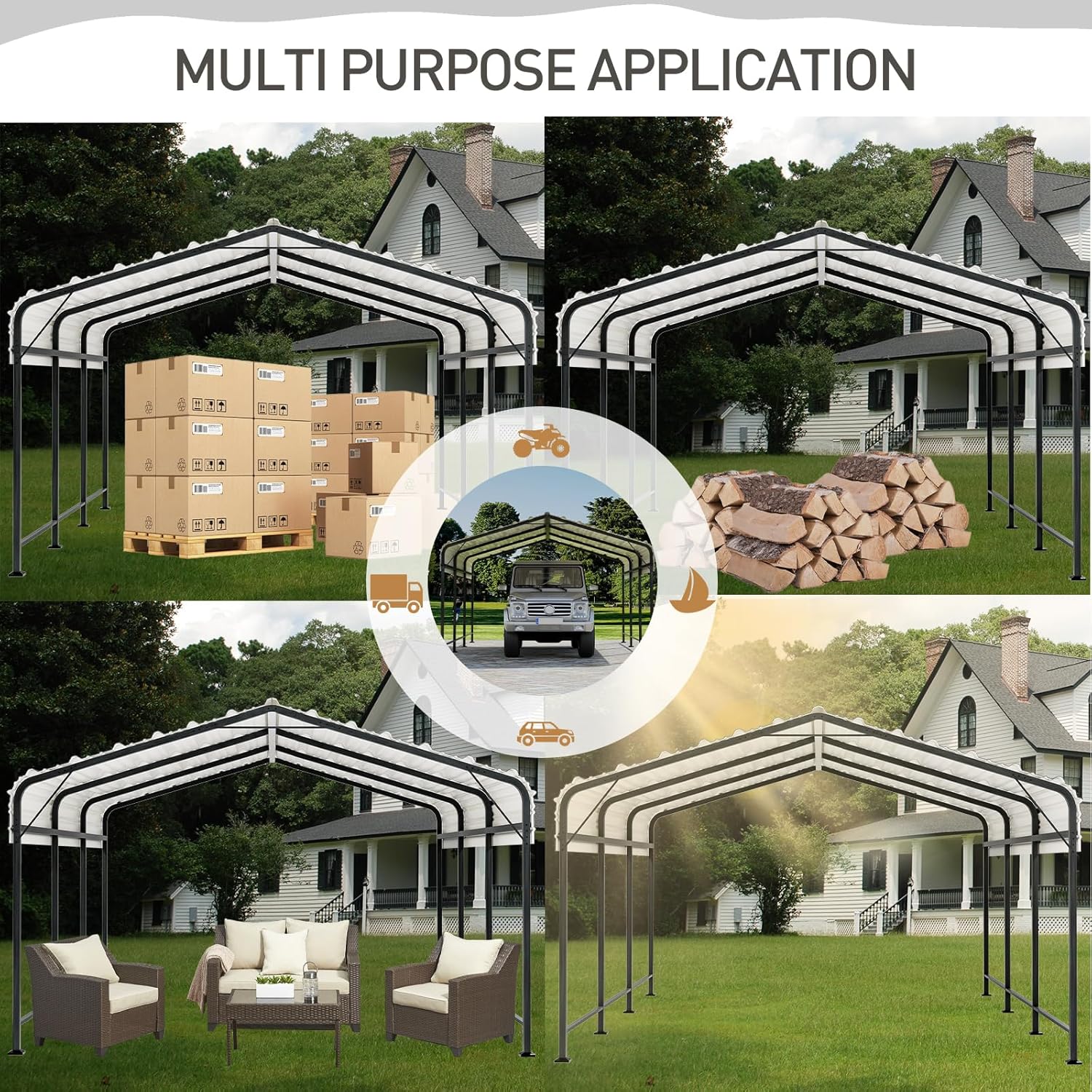 COSIEST 10x20 FT Heavy Duty Metal Carport, Outdoor Garage Car Shelter with Galvanized Roof, Car Port Canopy Shelter