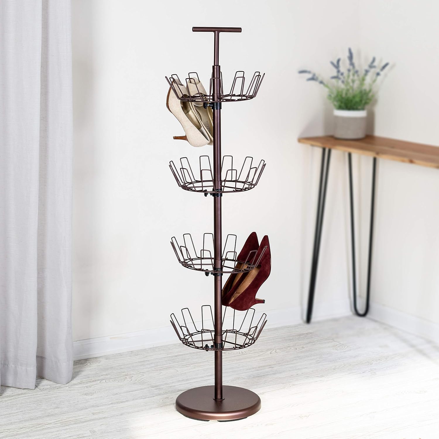 🔥 Hоt Dеаlѕ Honey-Can-Do SHO-02221 Shoe Tree with Spinning Handle, Bronze, 4-Tier, 30 lbs