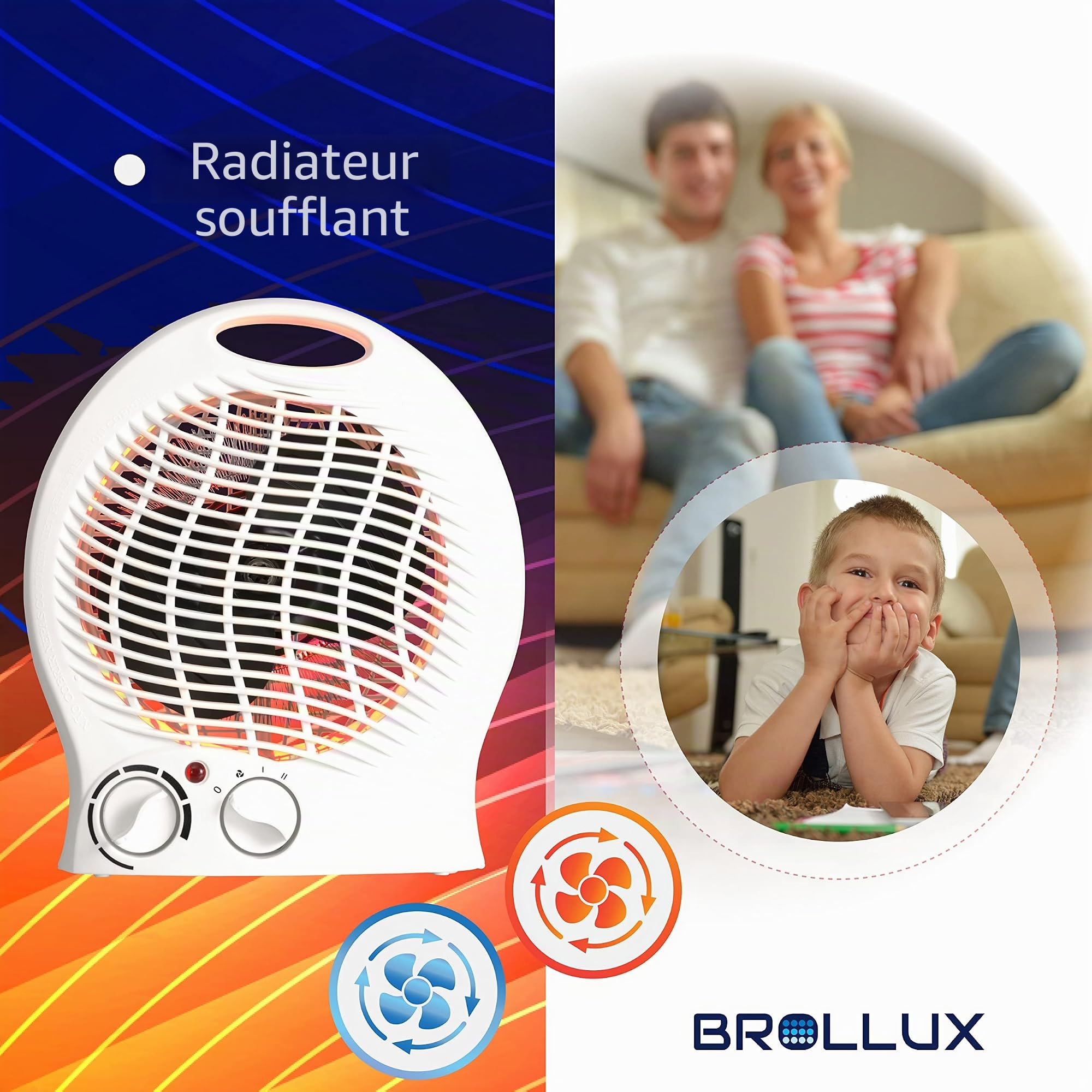 BROLLUX 4x chauffage électrique 2000W appareil de chauffage mobile VO-W thermoventilateur radiateur soufflant à résistance spiralée radiateur électrique