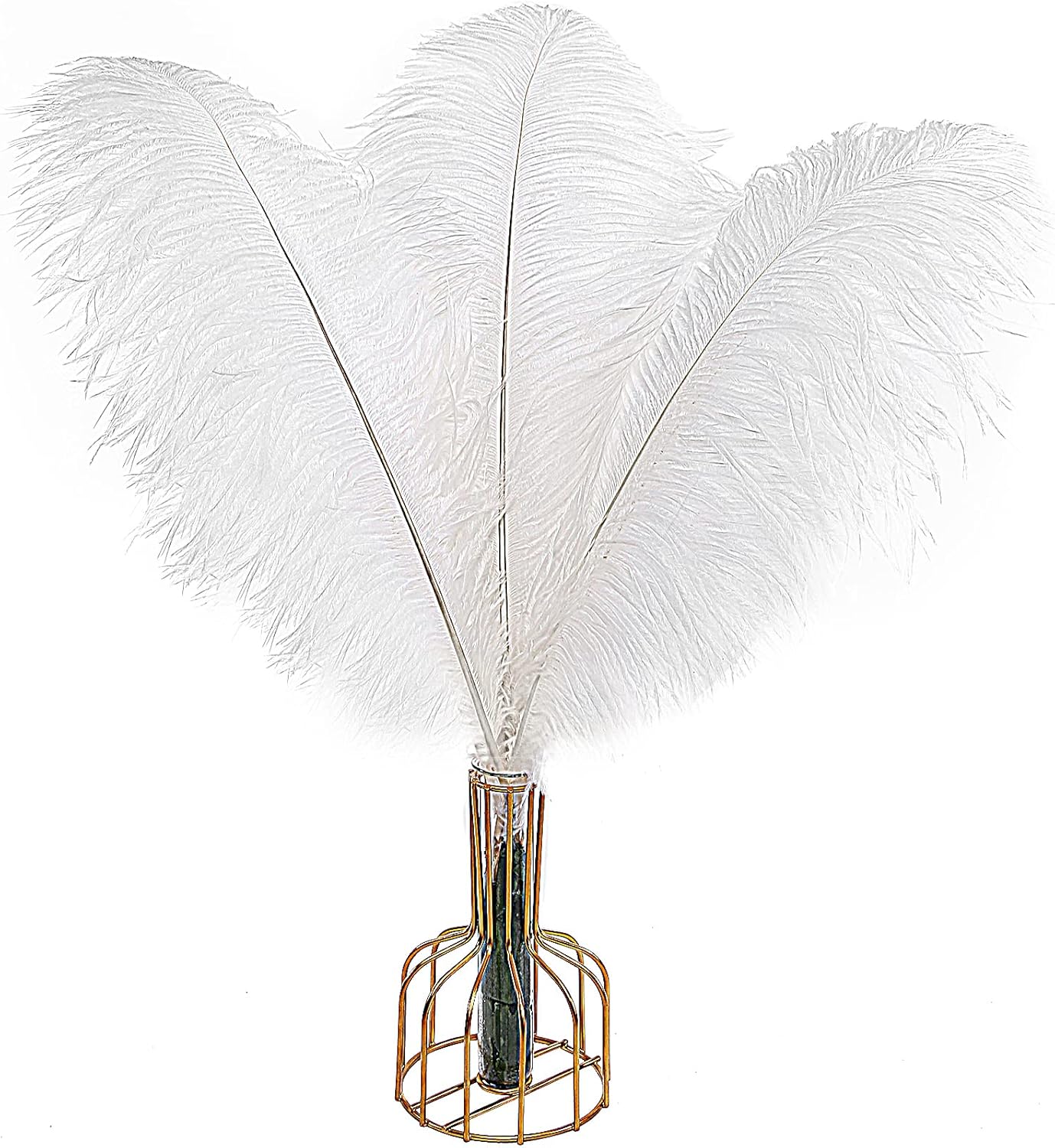 THARAHT 12pcs White Ostrich Feathers Natural Bulk 16-18Inch 40cm-45cm for Wedding Party Centerpieces Easter Gatsby and Home Decorate Ostrich Feathers 16-18Inch-12pcs White