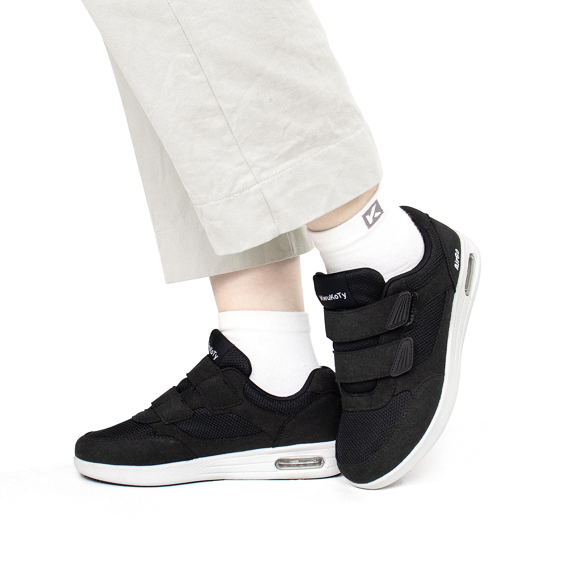 Orthopädische Diabetiker-Gehschuhe mit breiter Zehenbox und verstellbarem Verschluss für Damen und Herren
