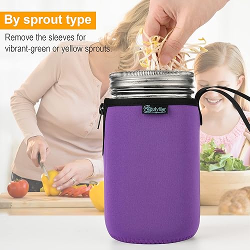 Vista 30 de Beautyflier Mason Jars - Frascos de boca ancha de 32 onzas, con boca regular, aisladores, enfriadores de vidrio para beber, frascos de brote, manga