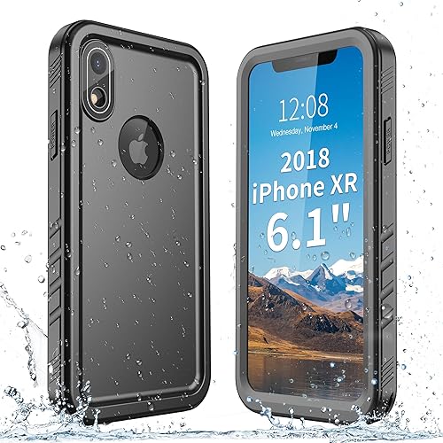 SPORTLINK Funda impermeable para iPhone XR, protector de pantalla integrado a prueba de golpes, resistente al polvo, protección militar, resistente,