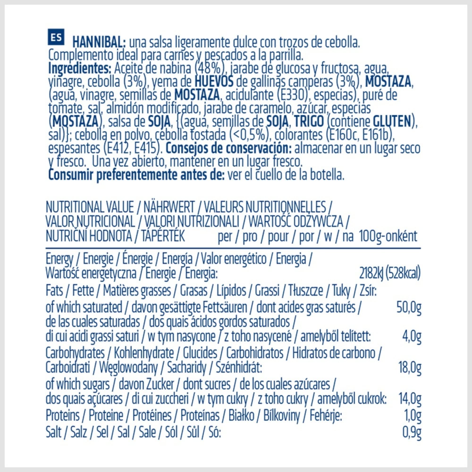 Risso - Hannibal - Salsa Especiada con Cebolla Dulce Tostada - Bote de 1 L - Producto Vegetariano - Para una Explosión de Sabor en tus Platos - Sabor y Textura Inmejorables