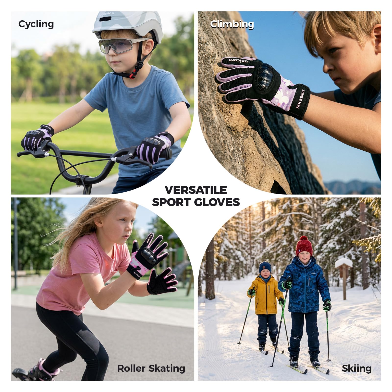 ROCKBROS Guantes de Ciclismo para Niños con Protección para los Nudillos