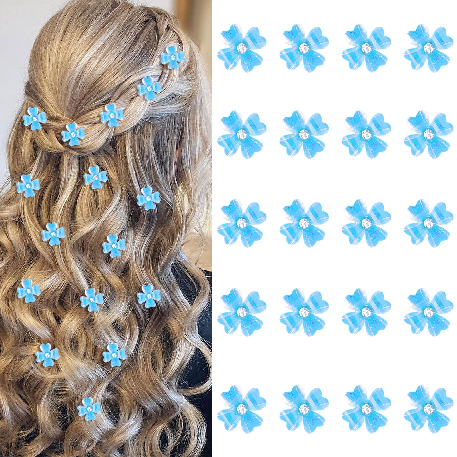 Amazon.co.jp: YISSION ミニブルーフラワーヘアクリップ ライン