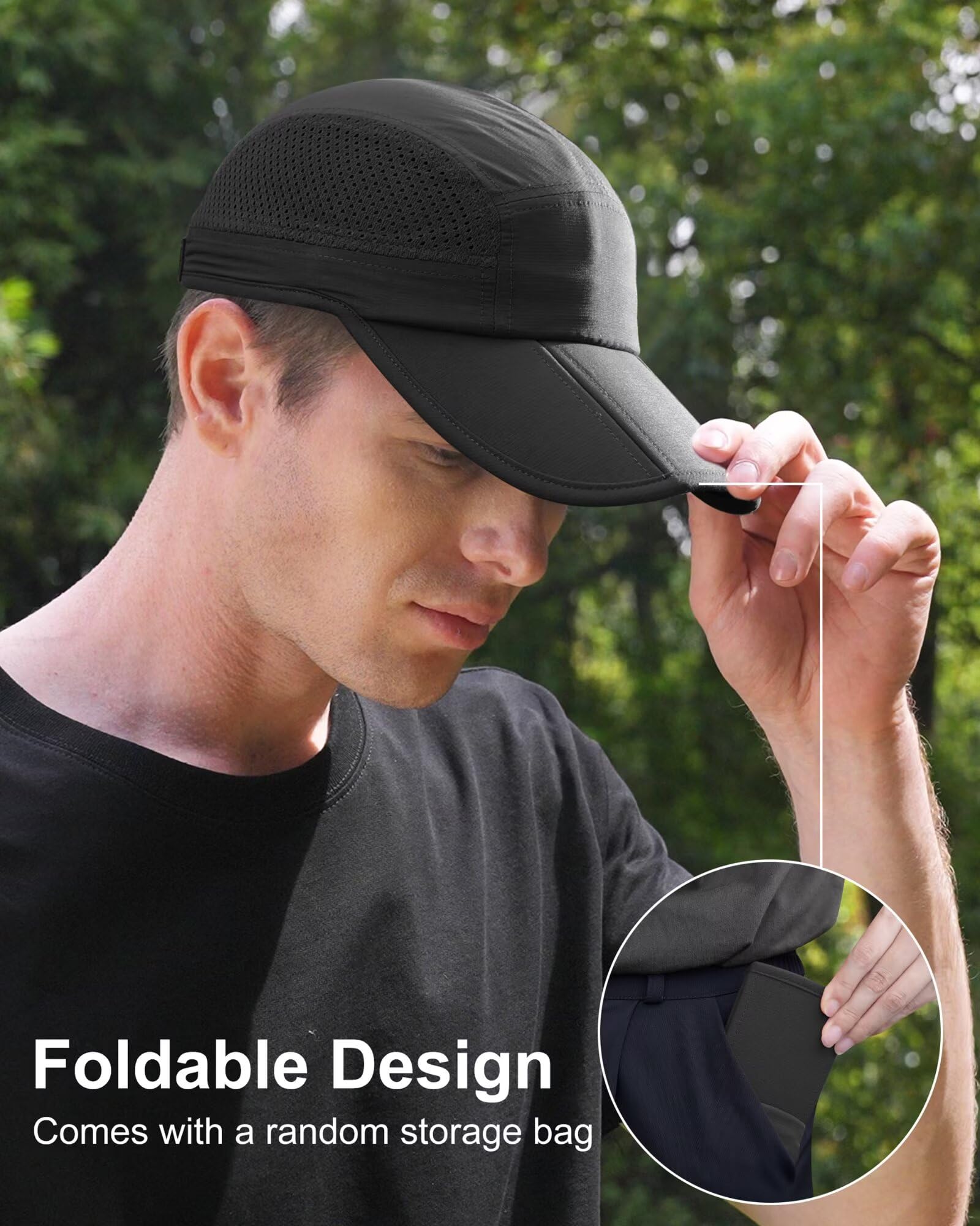 GADIEMKENSD Folding Outdoor Hat UPF 50+ Sun Protection Mesh Sport Hat - 4