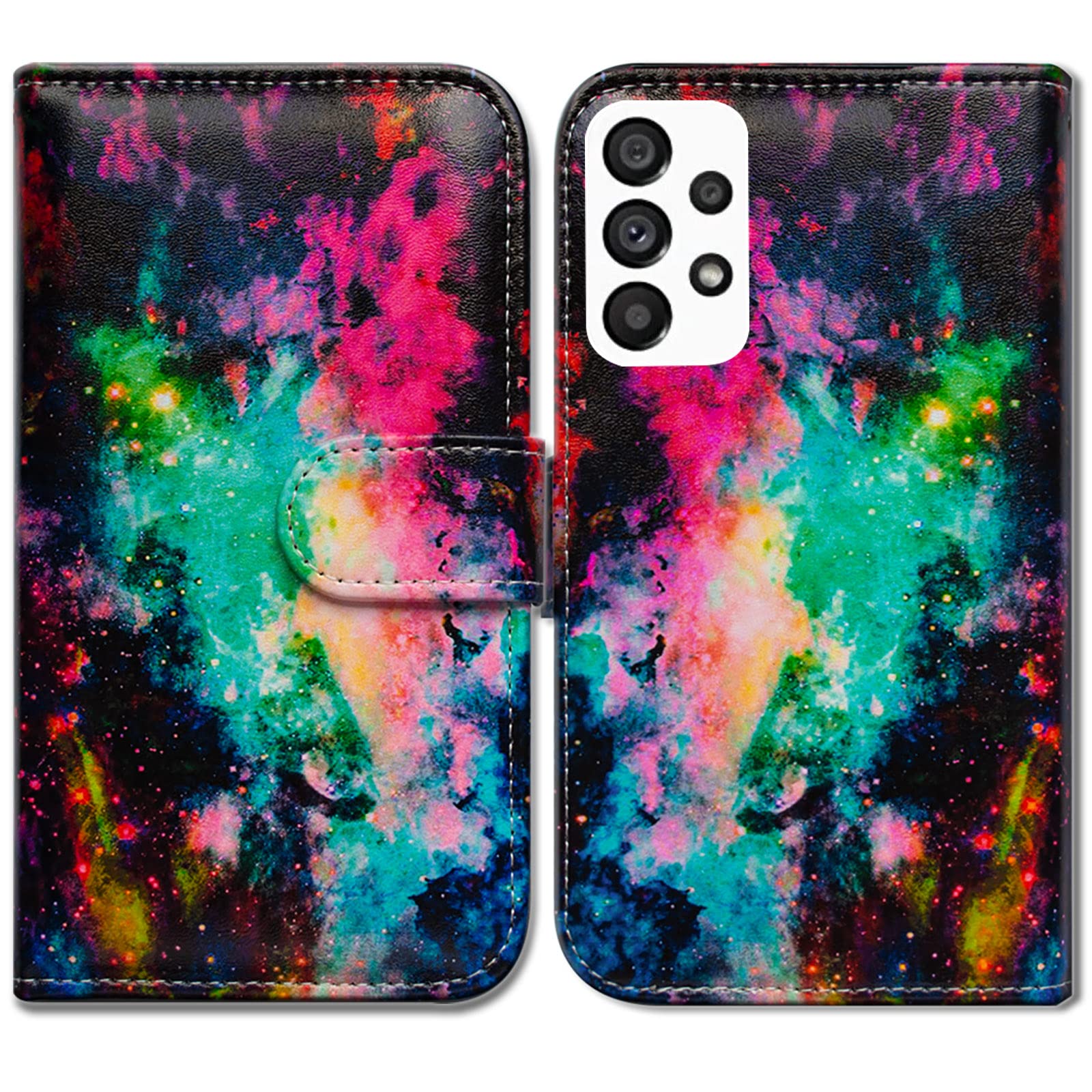 Bcov Galaxy A53 Case, Colorful Universe Sky Leather Flip Phone Case Wallet Cover with Card Slot Holder Kickstand for Samsung Galaxy A53 5G