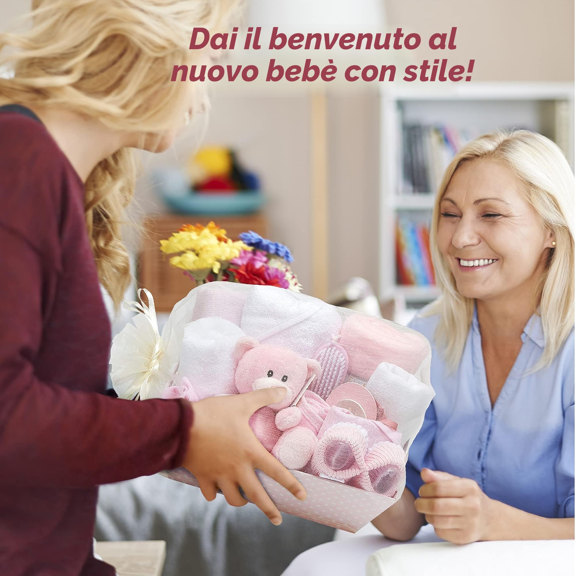 Baby Box Shop Set Regalo Neonato Femmina 17 Pezzi, Regali Nascita Bimba, Set Regalo Neonata, Rosa