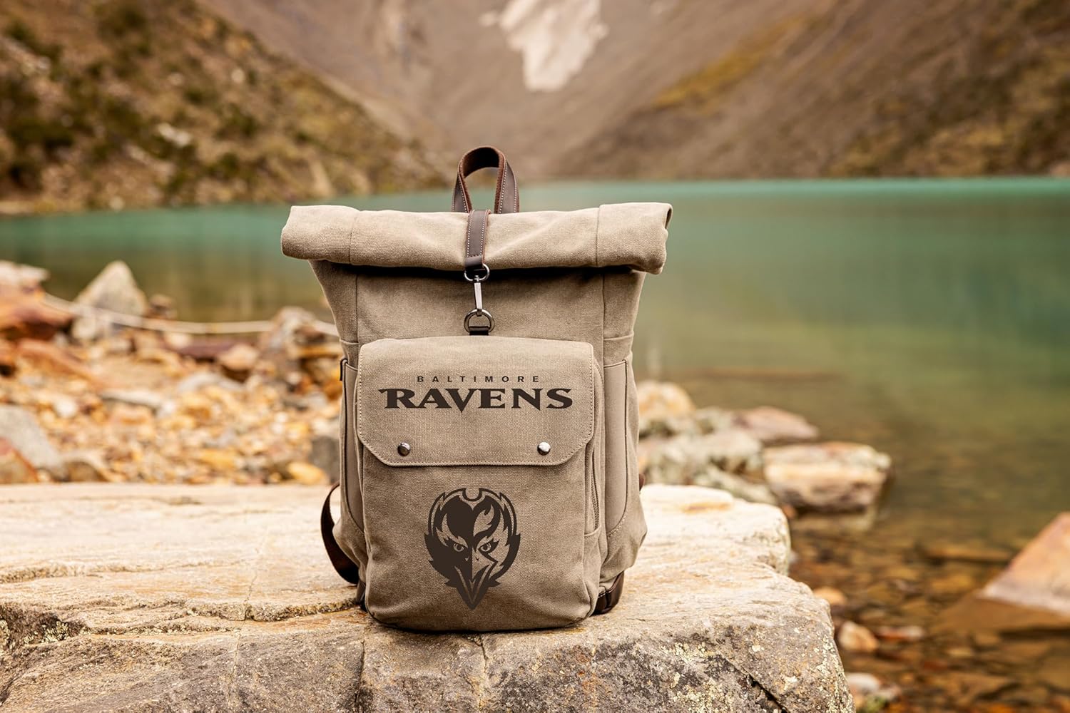 PICNIC TIME NFL Carmel Roll Top Picnic Backpack Cooler, Canvas Cooler Bag, Picnic Basket Set with Cooler Backpack, (Gray)