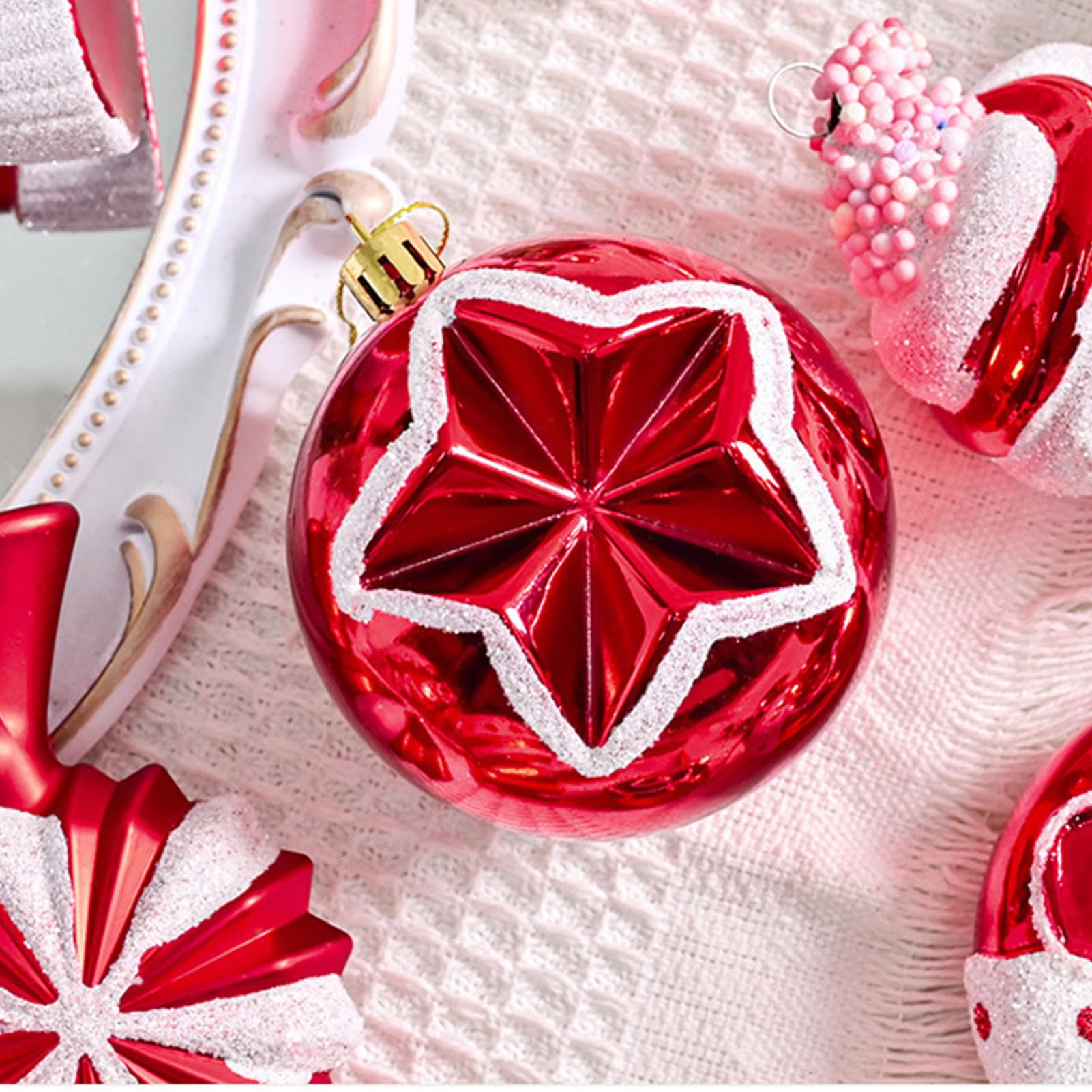 Bolas De Árbol De Navidad Suministros De Colgantes Irrompibles Rojo Y