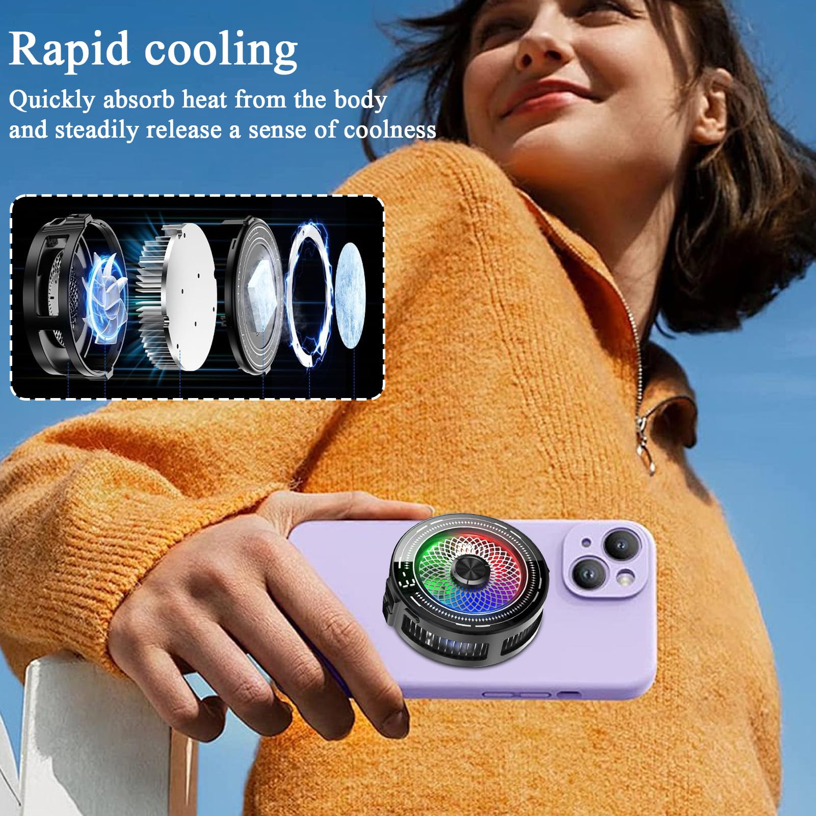 Raffreddatore Per Cellulari - Clip Magnetica A Basso Rumore - 3 Livelli di Controllo Della Temperatura Per Un Raffreddatore Cellulare Senza Fili Con Display, SmartCar Donne Uomini Tutti