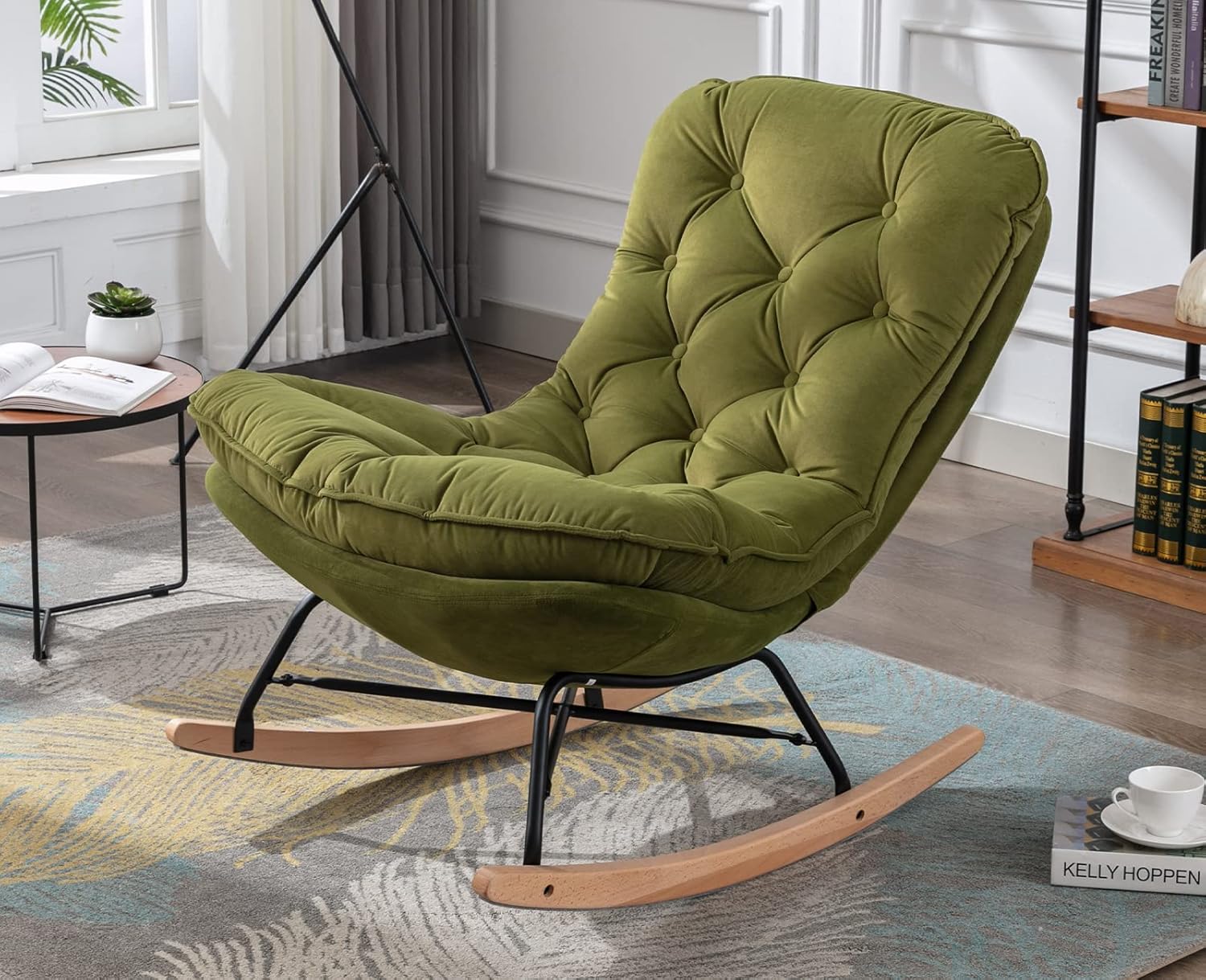 Kmax Rocking Chair Nursery Tufted Accent Glider Chair with