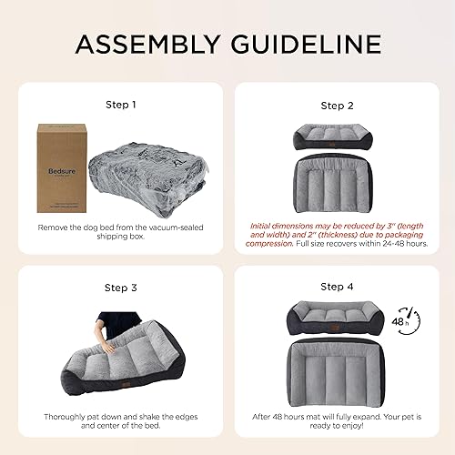 Miniatura 7 de Bedsure Camas ortopédicas para perros de tamaño grande, cama extra gruesa de apoyo para perros grandes con funda impermeable lavable, sofá cama para
