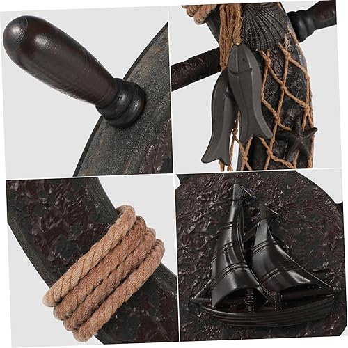 Miniatura 8 de DECHOUS Decoración de casa de playa costera, decoración de red de pescado, arte de pared, timón retro, adorno mediterráneo para colgar en la pared