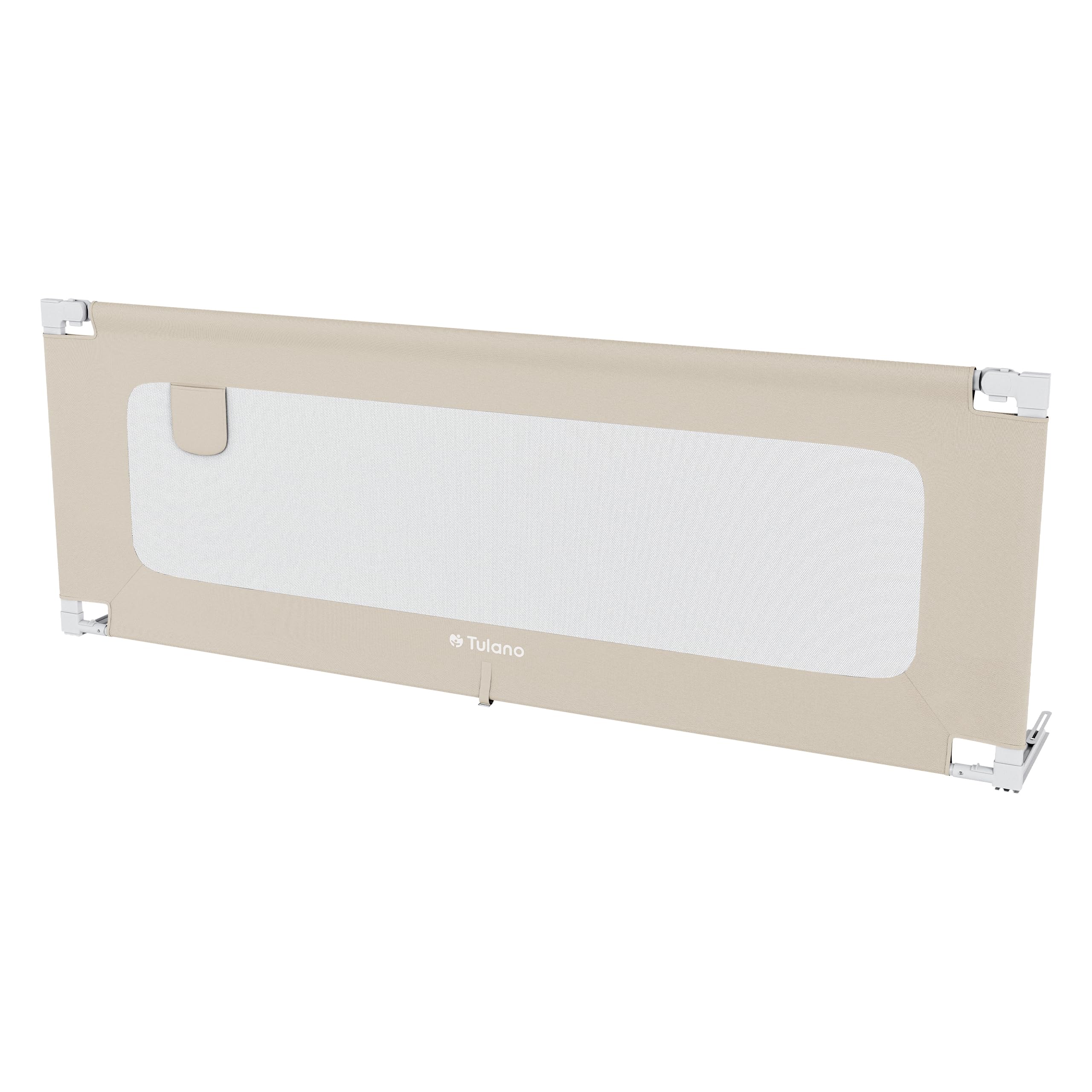 TULANO Cover 40, Bettgitter Kinderbett, Sicherheitsgitter Absenkfunktion, 18-Fach höhenverstellbar, Bettschutzgitter 200 cm, Rausfallschutz Boxspringbett, Für Matratzen 10–28 cm, Weiß-Grau