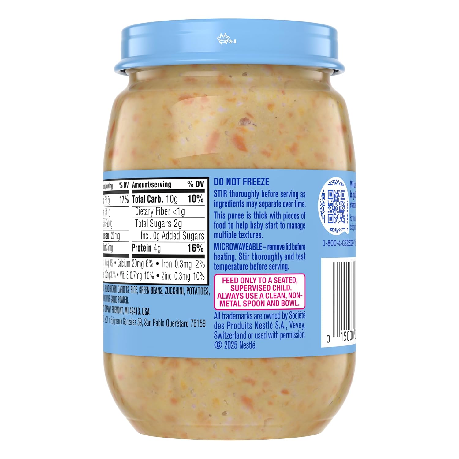 GERBER Puree Chicken, Vegetables and Rice taste like Caido De Pollo 12x6oz