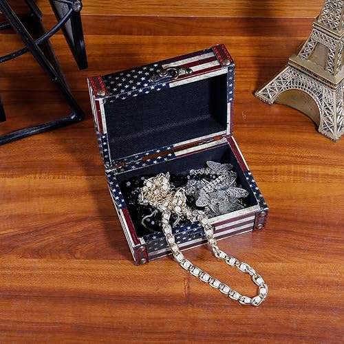 Miniatura 2 de WaaHome Caja pequeña del tesoro cajas decorativas de madera para recuerdos de niños niñas niños regalos para decoración del hogar bandera americana