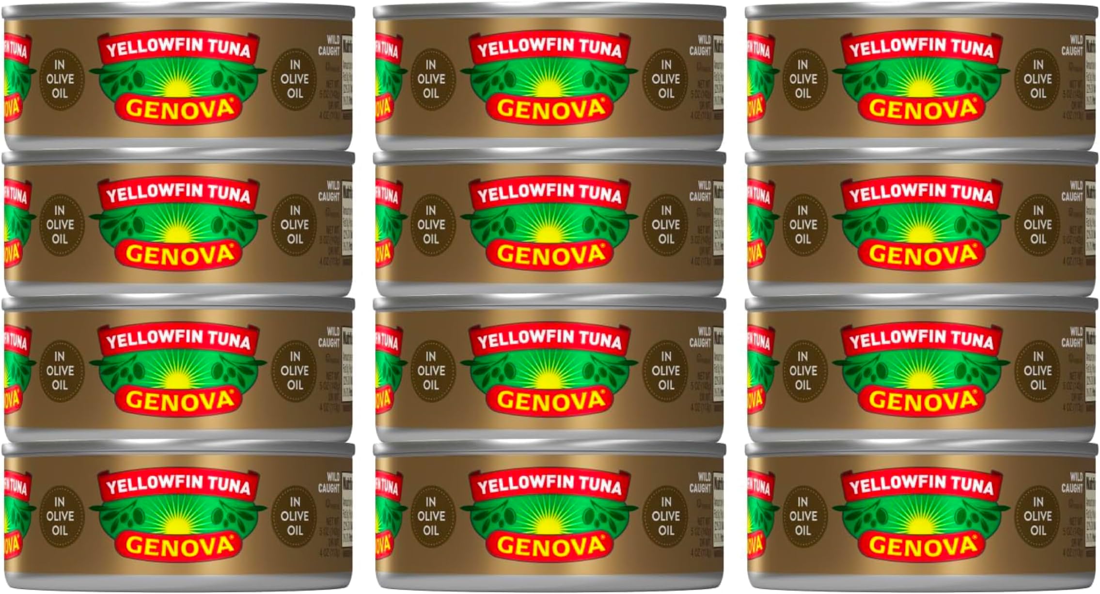 Premium Yellowfin Tuna in Olive Oil, 5 Ounce Cans (Pack of 12), Wild Caught Canned Tuna, Solid Light