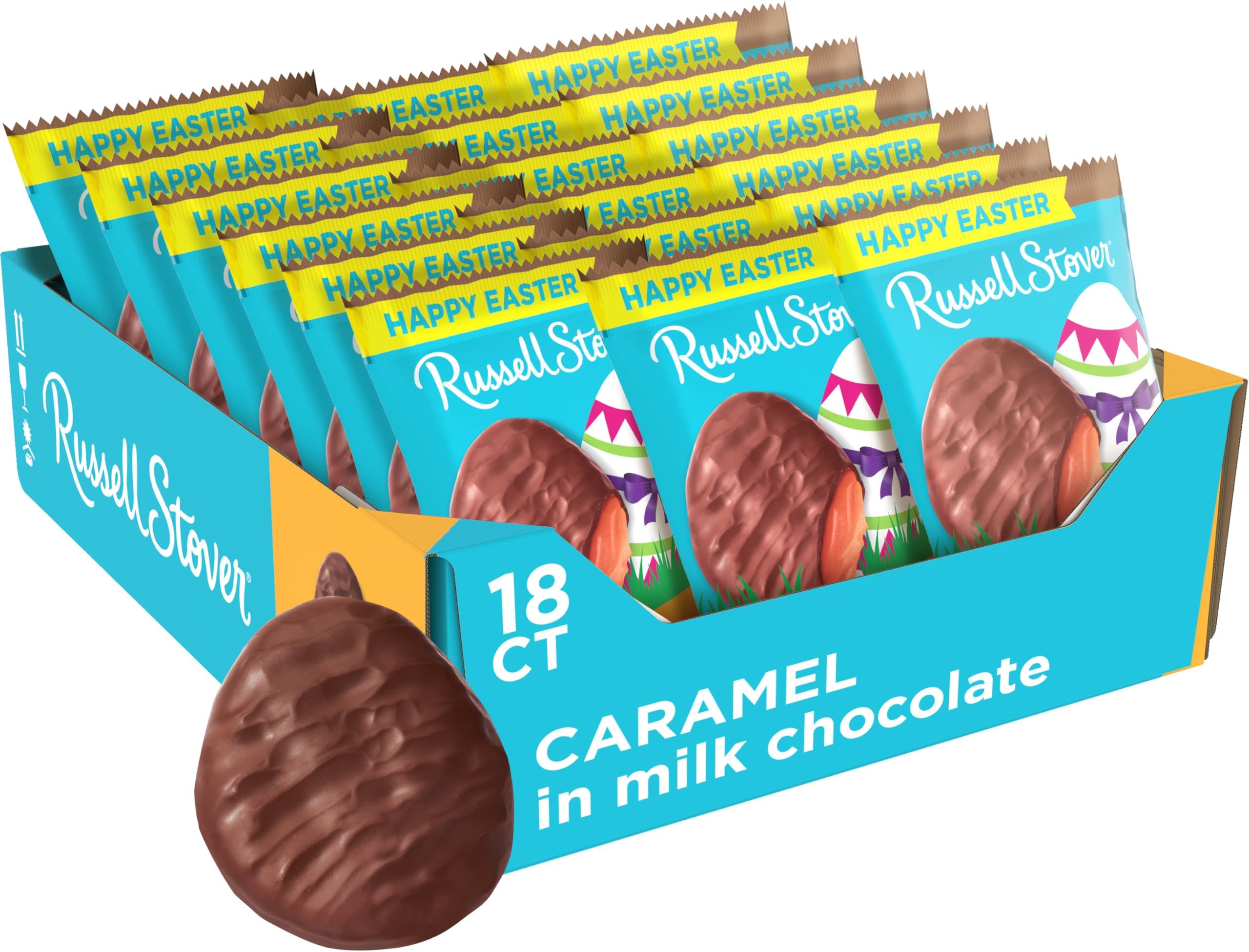 Easter Caramel Milk Chocolate Easter Egg, 1.3 oz each (Pack of 18)