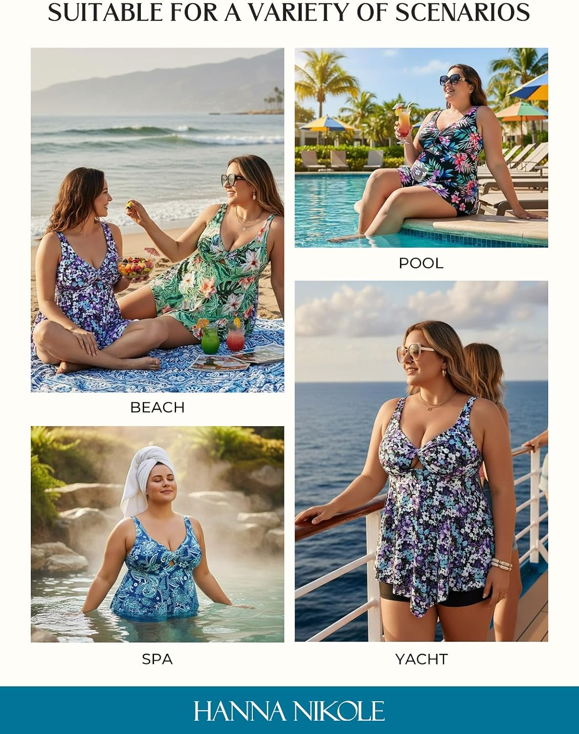 Hanna Nikole Plus Size Tankinis Swimsuits for Women, Twist Knot 2 Piece Bathing Suits Swim, Tummy Control Flowy Swimwear - Image 5