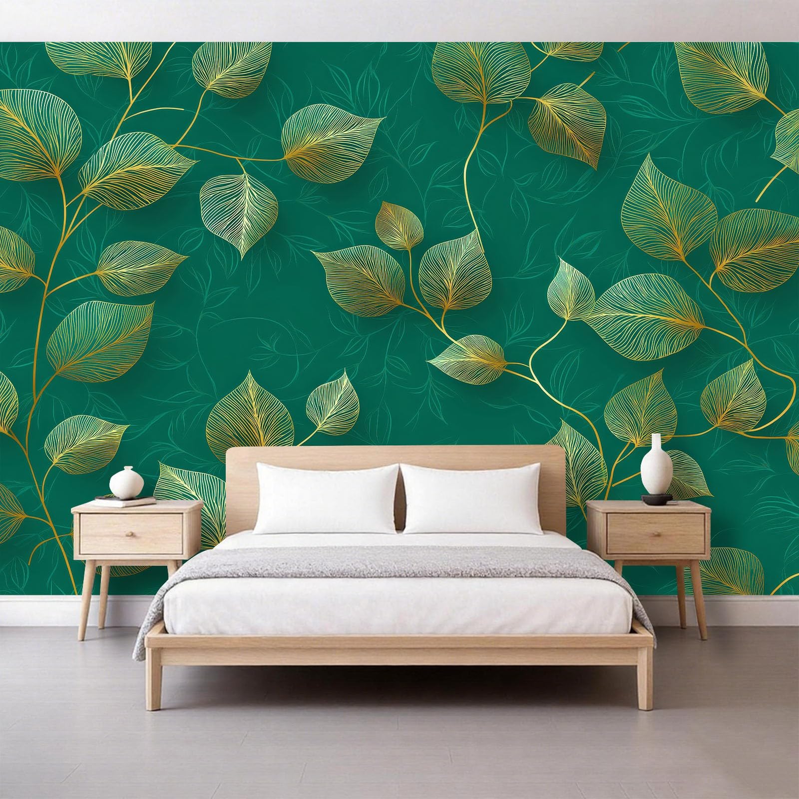 Tapeta z włókniny ze złotymi liniami dla chłopców i dziewczynek, 500 x 280 cm, fototapety, do pokoju dziecięcego, salonu, sypialni, tapeta na flizelinie, tapeta ścienna, efekt 3D, zielony