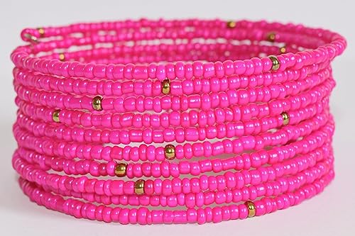 Miniatura 3 de Tembo Crafts - Handmade From Africa - Set of 2 Beaded Bracelets - Handmade - Wrap Bracelets - MADE OF SMALLSEED BEADS ONLY - Multicolored, Pink