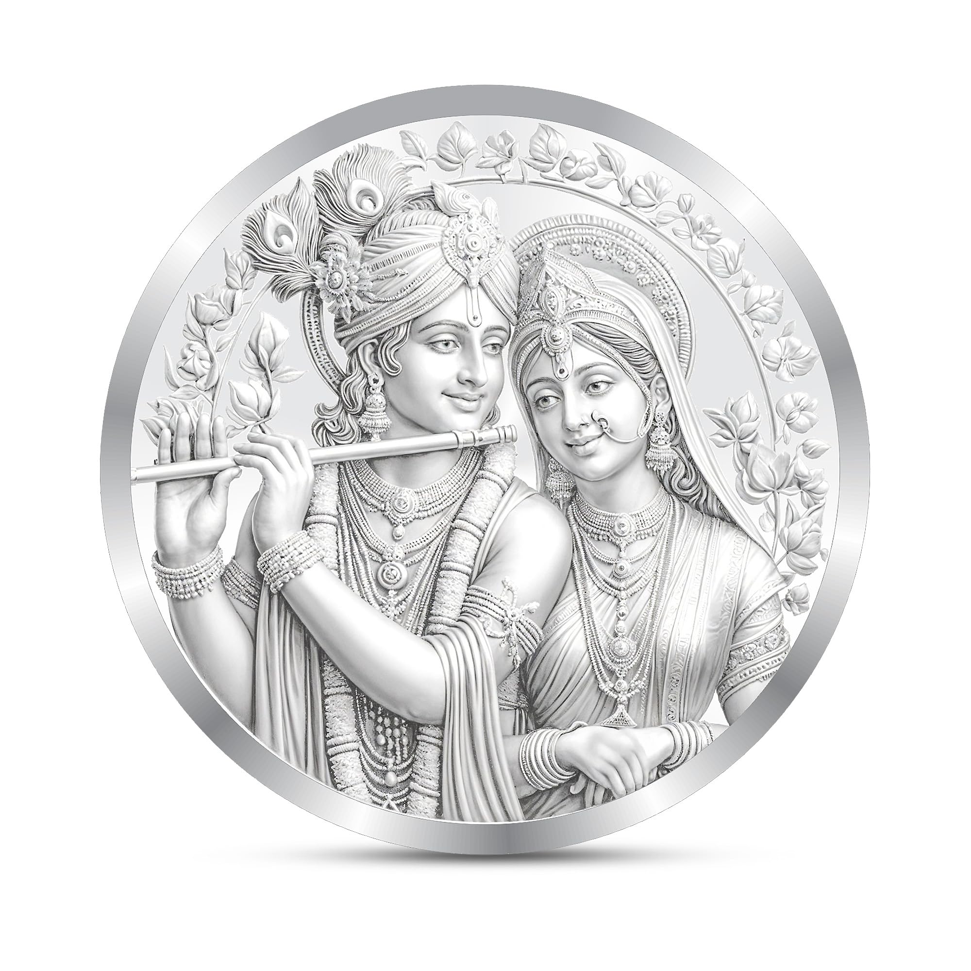 Precious Moments Radha Krishna Silver Coin 10 Gram | 20 Gram | 50 Gram | 100 Gram BIS Hallmarked Round Square Flower Shaped 999 Purity with Gift Box by ACPL-image-0