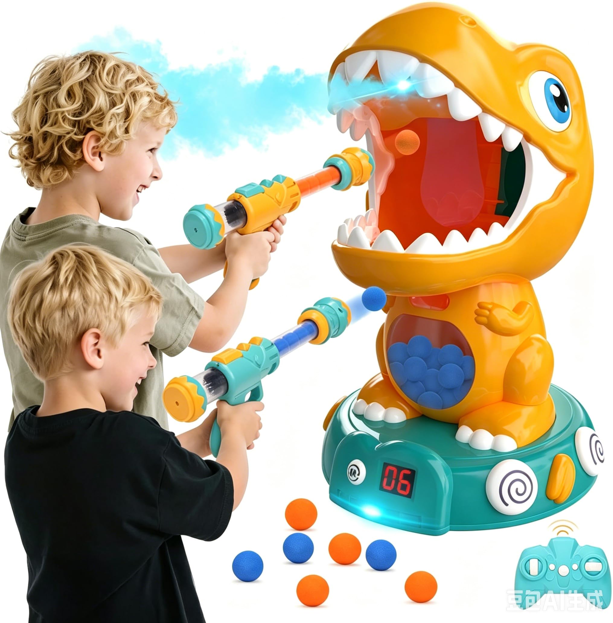 EagleStone Remote Control Dinosaur Shooting Toys with Spray and Auto Score