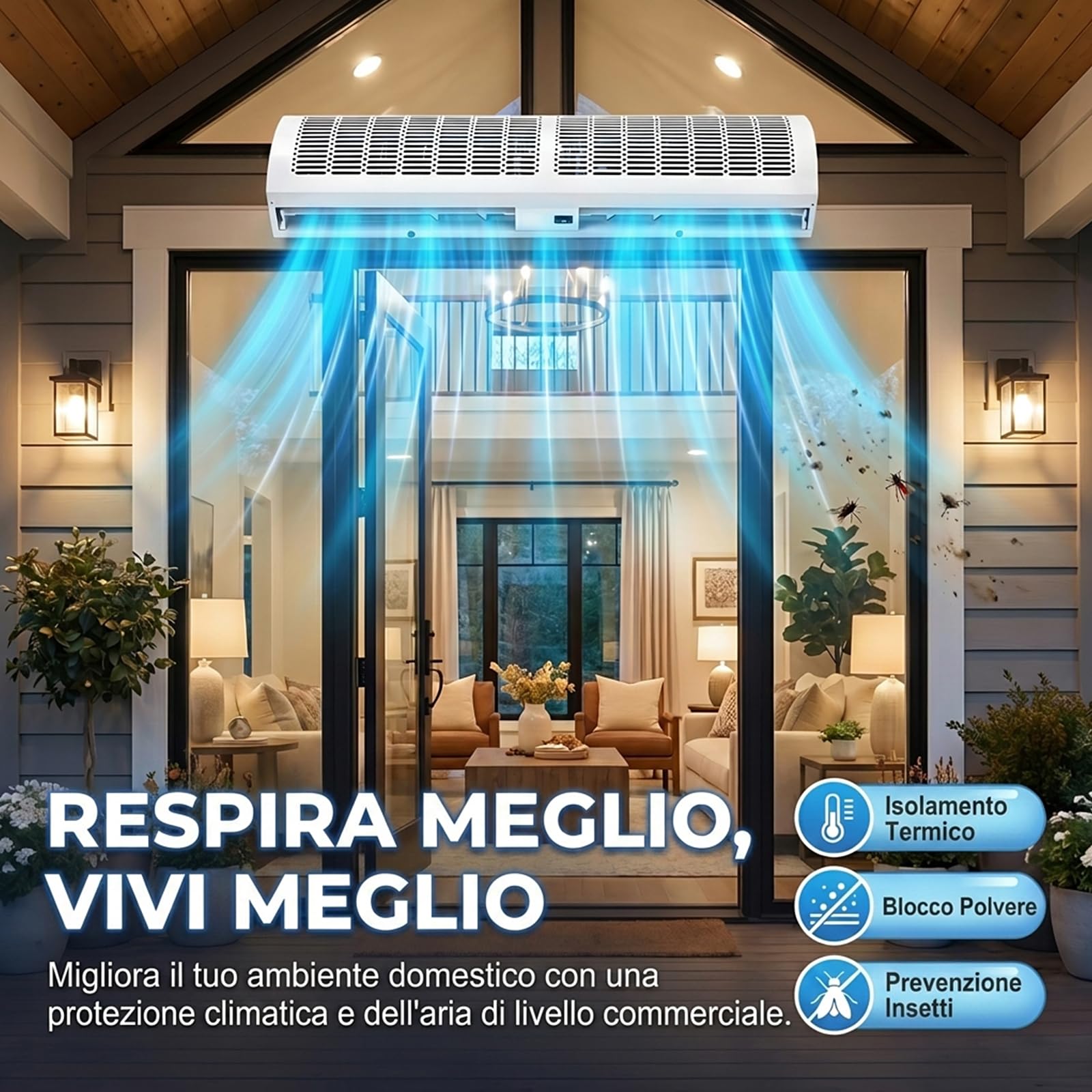 Barriera d'Aria, Cortina d'Aria Commerciale a Parete, Alta Velocità a 2 Velocità, Basso Rumore, Risparmio Energetico, per Ingresso, Negozio e Ristorante