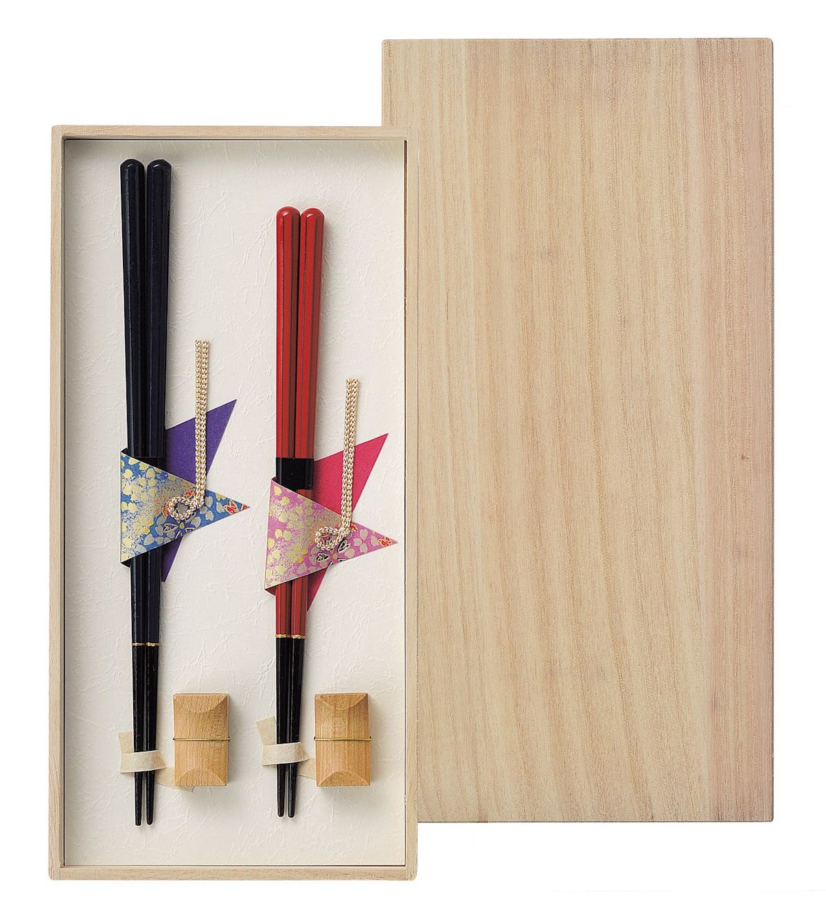 Hyouzaemon Wakasa Nuri Octagonal Couple Chopsticks Set Wooden Box Japan