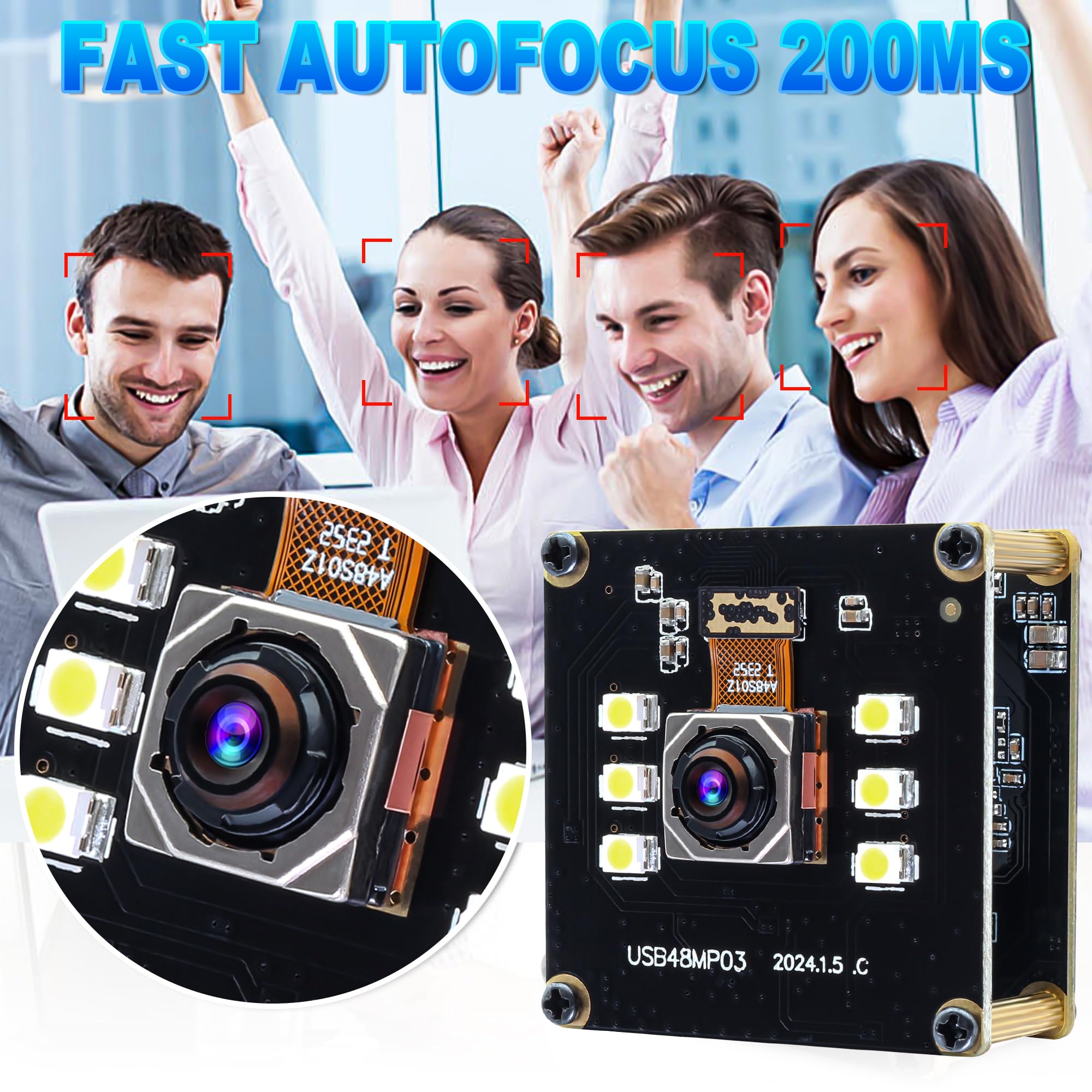 ELP 48MP Autofocus USB Camera with Day & Night Vision - Webcam for Computer & Laser Engraver - Fast Focus - UVC USB2.0