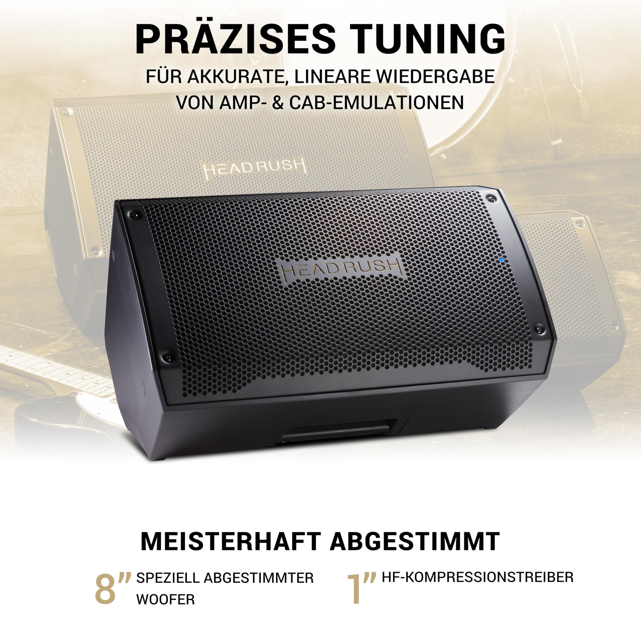 HeadRush FRFR108 MKII - 2000W E Gitarre und Bass Verstärker, 8" Fullrange Linearer Frequenzgang Bluetooth-Lautsprecher für Multi-FX und Amp Modeling Prozessoren