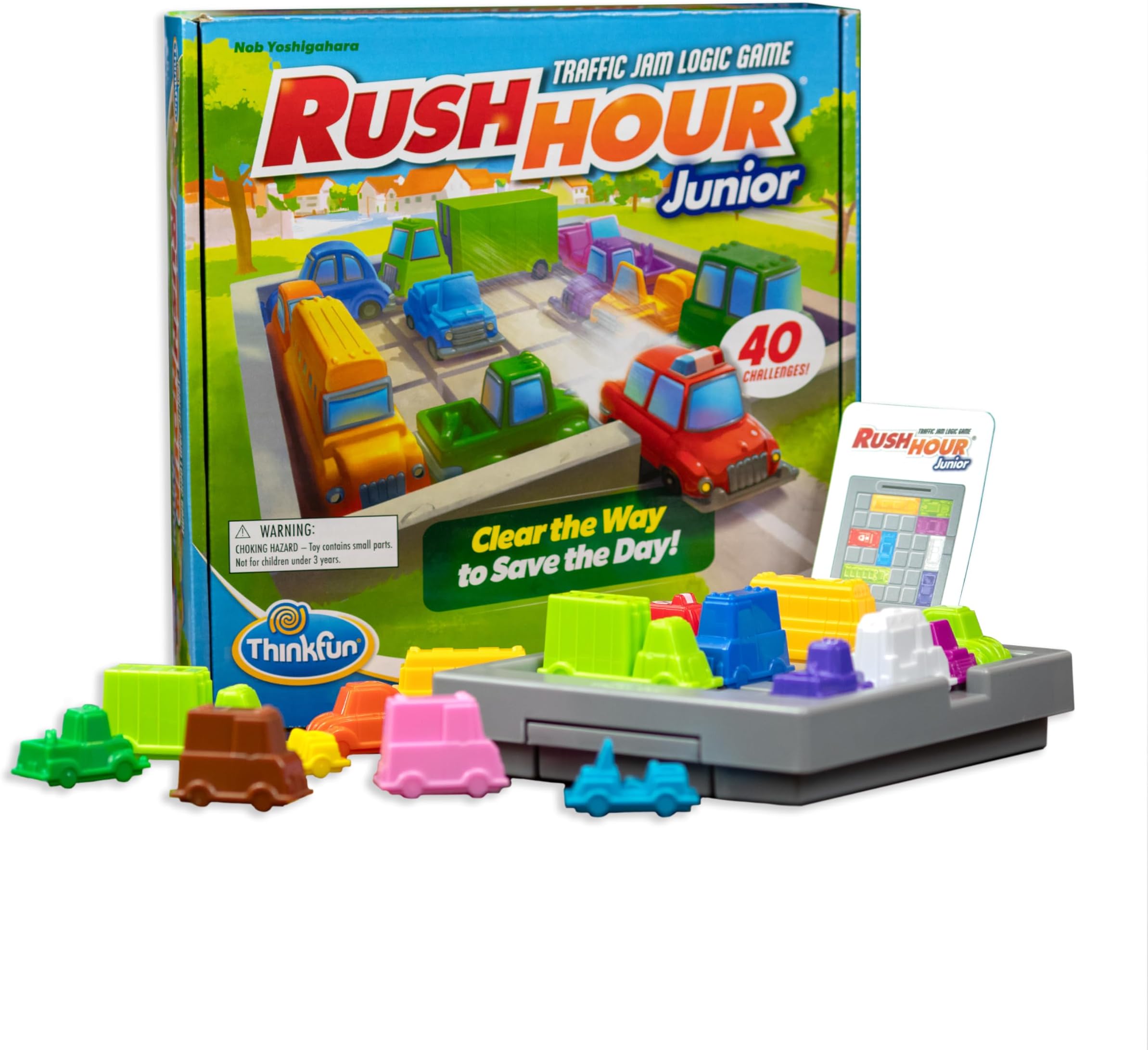 Think Fun Rush Hour Junior - Classic Traffic Jam Logic Game | New Look for 2024 | STEM Toy for Kids | Engaging Puzzles for Ages 5 and Up | Junior Edition of The International