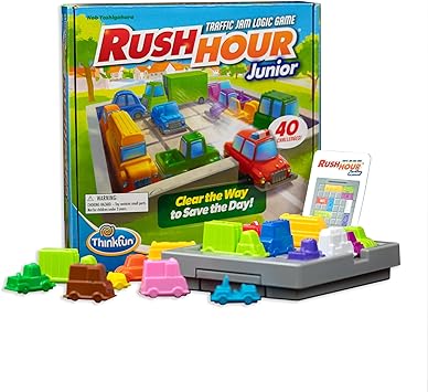 ThinkFun Rush Hour Junior - Classic Traffic Jam Logic Game - New Look for 2024 - STEM Toy for Kids - Engaging Puzzles for Ages 5 and Up - Junior Edition - MESH Accredited