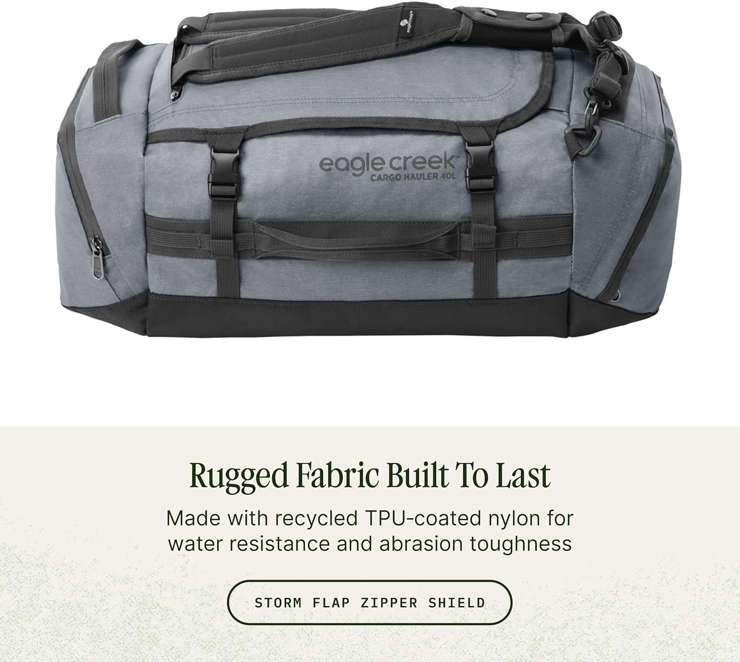 Eagle Creek Cargo Hauler Duffel Bag - Carry-On Duffel Bag for Travel - Easy Access Compartments - Lockable Zipper Opening - Water Resistant - Charcoal - 40L