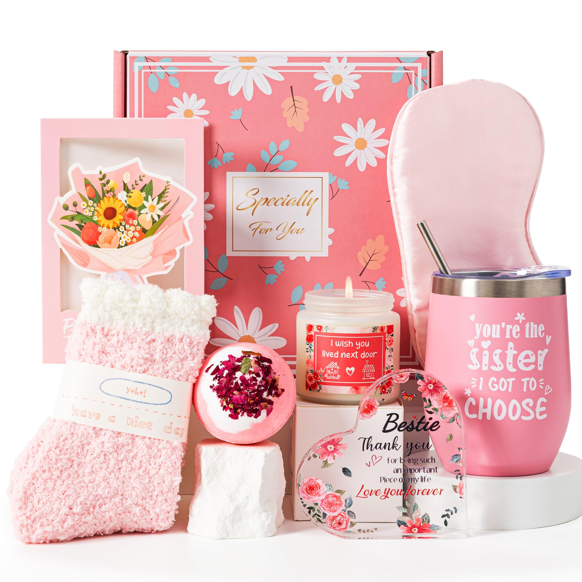 Pamper Gifts Basket for Best Friend,Birthday Gifts Idea for Women Christmas Box Friendship Gifts Set for Women Hamper Gifts BFF Female Bestie Thanksgiving Presents for Soul Sister from Sister Brother