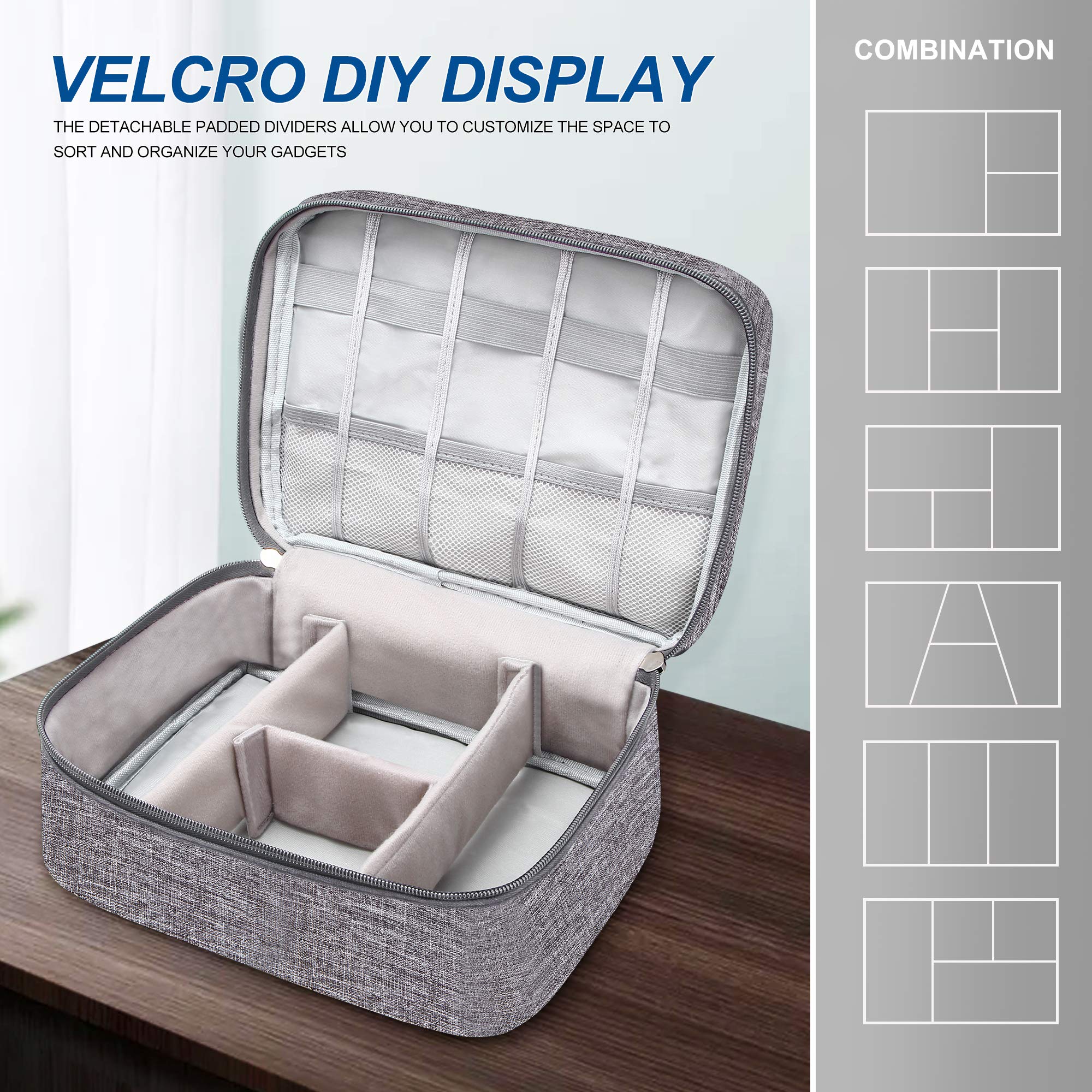 Organizer per elettronica da viaggio universale per cavi borsa organizer impermeabile accessori elettronici custodie per cavi, caricabatterie, telefono, USB, scheda SD, dischi rigidi, power bank, cavi