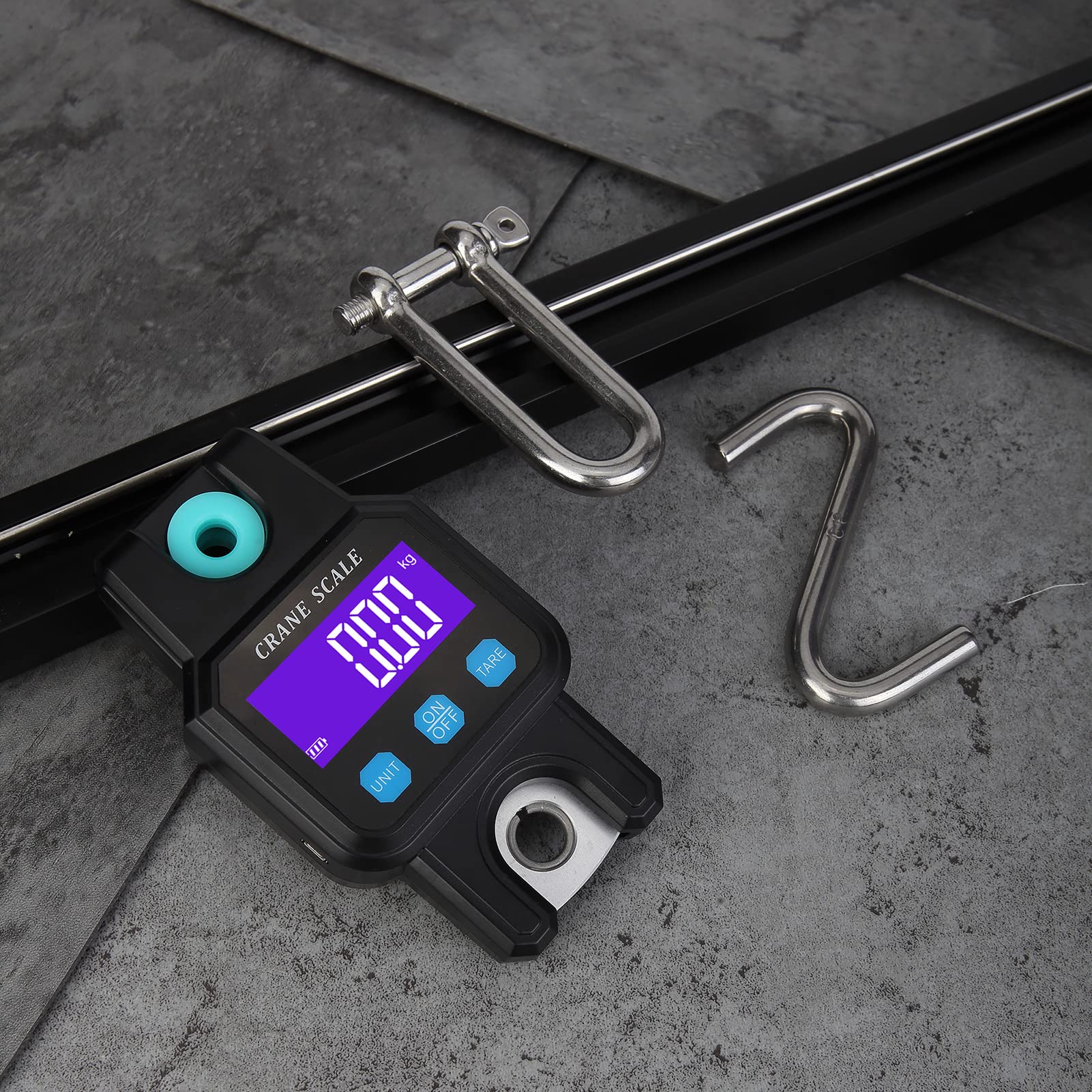 Báscula de grúa portátil de alto rendimiento, 300 kg/600 libras, báscula colgante electrónica digital, báscula de gancho industrial recargable, interruptor único, almacenamiento de datos, tara, cero
