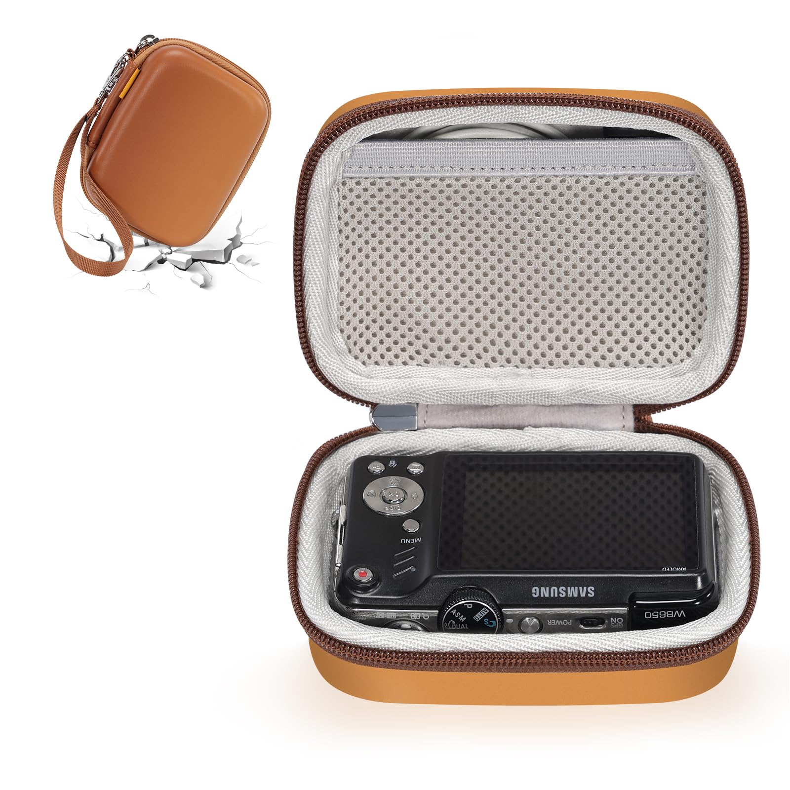 Cwatcun Digital Camera Case，Small Carrying & Protective Case | for CAMKORY/AbergBest 2.7" LCD Kodak Pixpro/Canon PowerShot ELPH 180/190 /DSCW830, Brown 1.0Brown