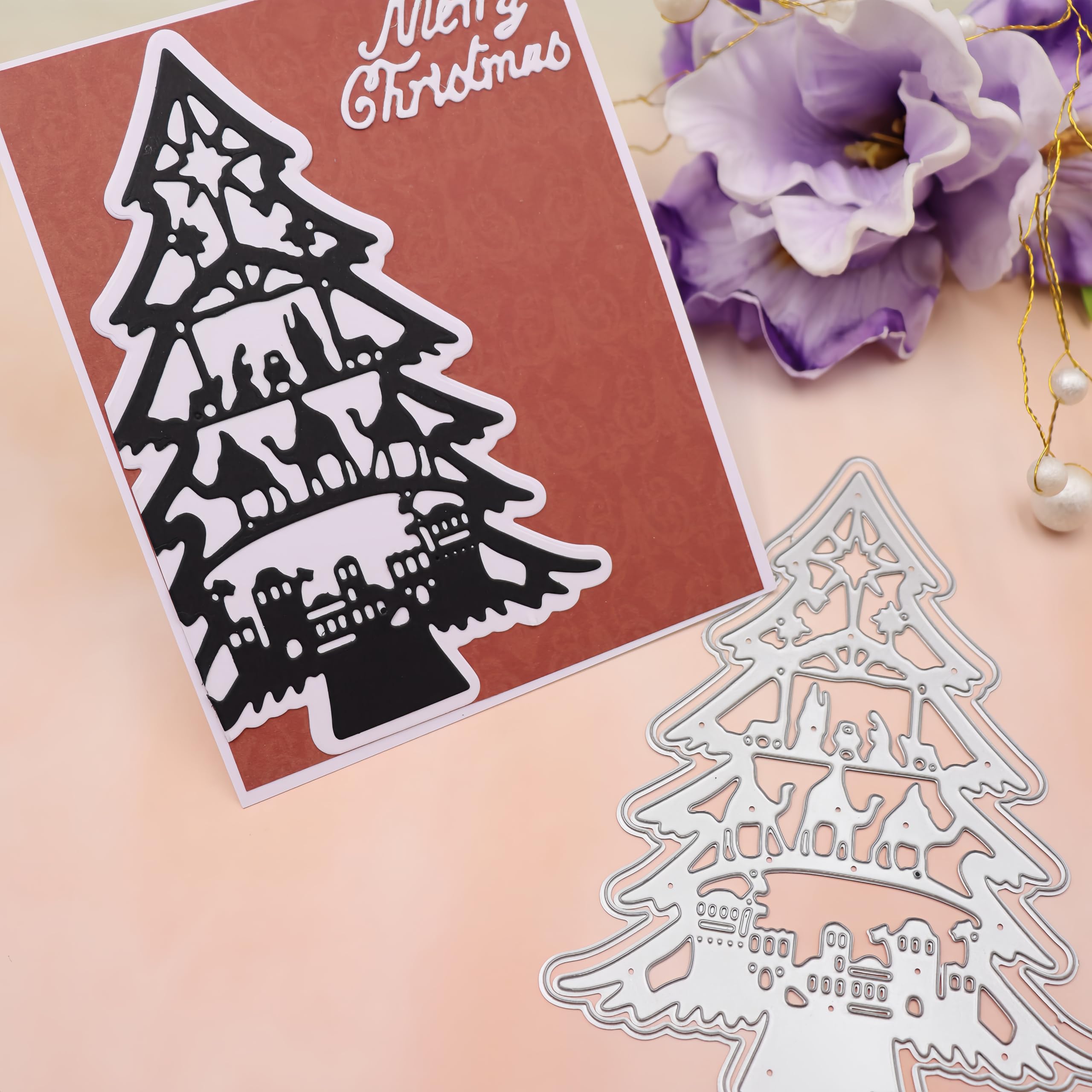 Troqueles de árbol de Navidad fantasma para hacer tarjetas, sellos, troqueles de corte para manualidades, álbumes de recortes, manualidades, decoraciones en relieve